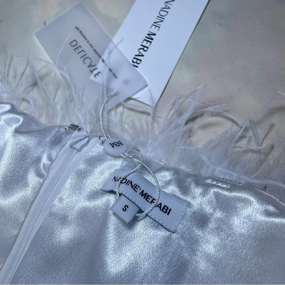 NEW! Nadine Merabi- White Katie Dress Midi Strapless Sequin Size Small NO BELT - Picture 10 of 10